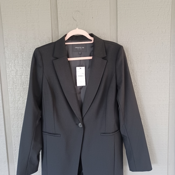 Lafayette 148 Single Button Wool Blend Blazer Size 12 Women Quiet Luxury Black - Picture 2 of 13